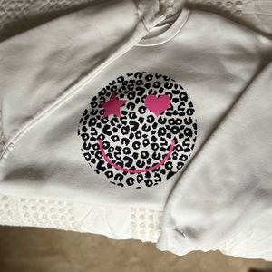 Black, white and pink smiley face sweatshirt!!